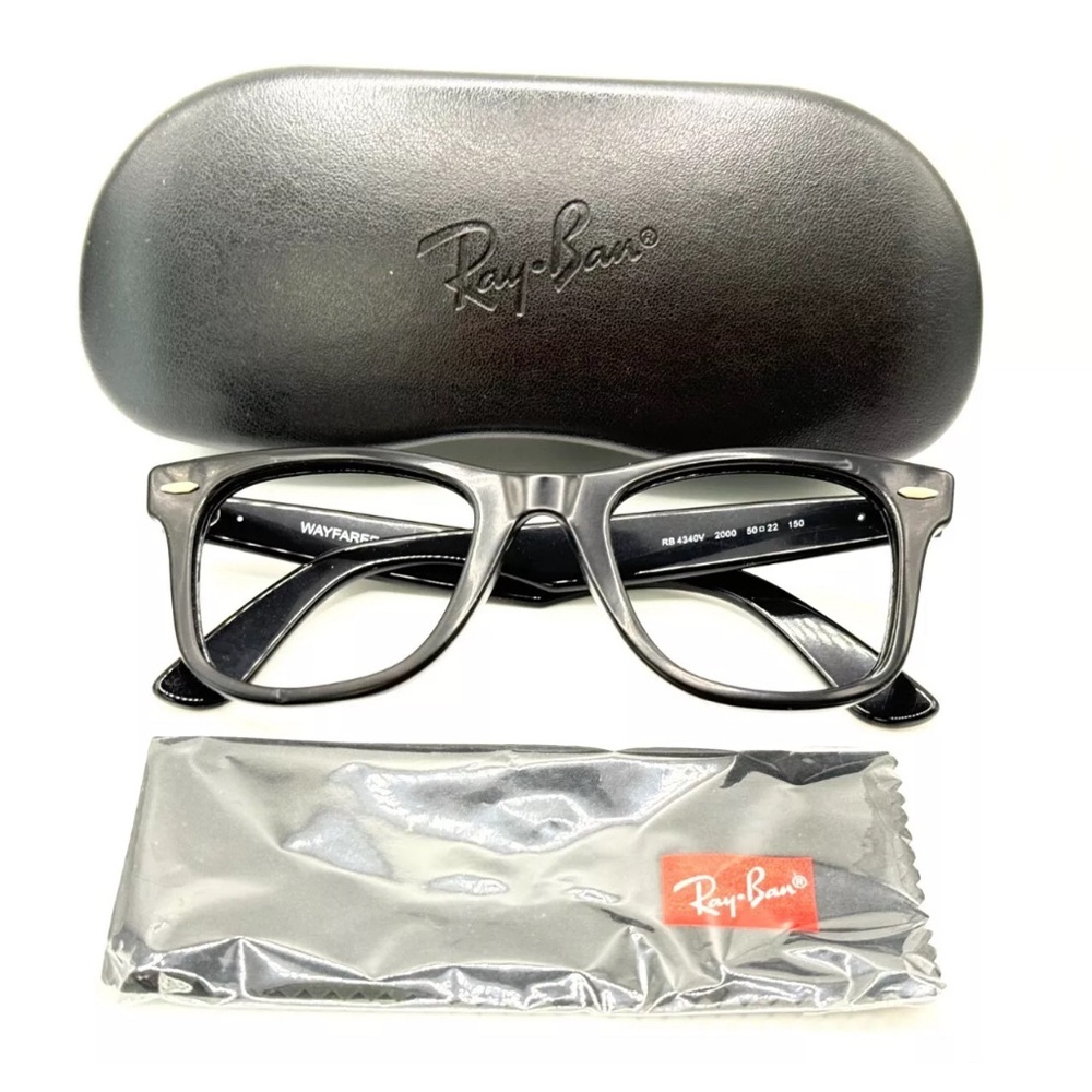 RAY BAN RB4340V POLISHED BLACK EYEGLASSES SUNGLASSES FRAMES (NO LENSES) IN CASE